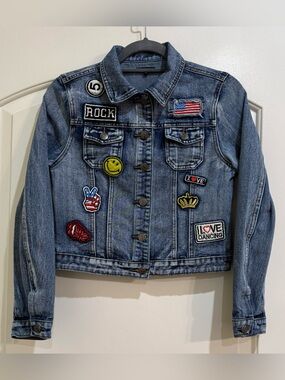 ChiQle hip patchwork denim jacket short 100% cotton size Small
